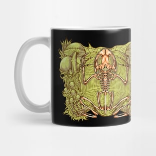 Frog skeleton between mushrooms Mug